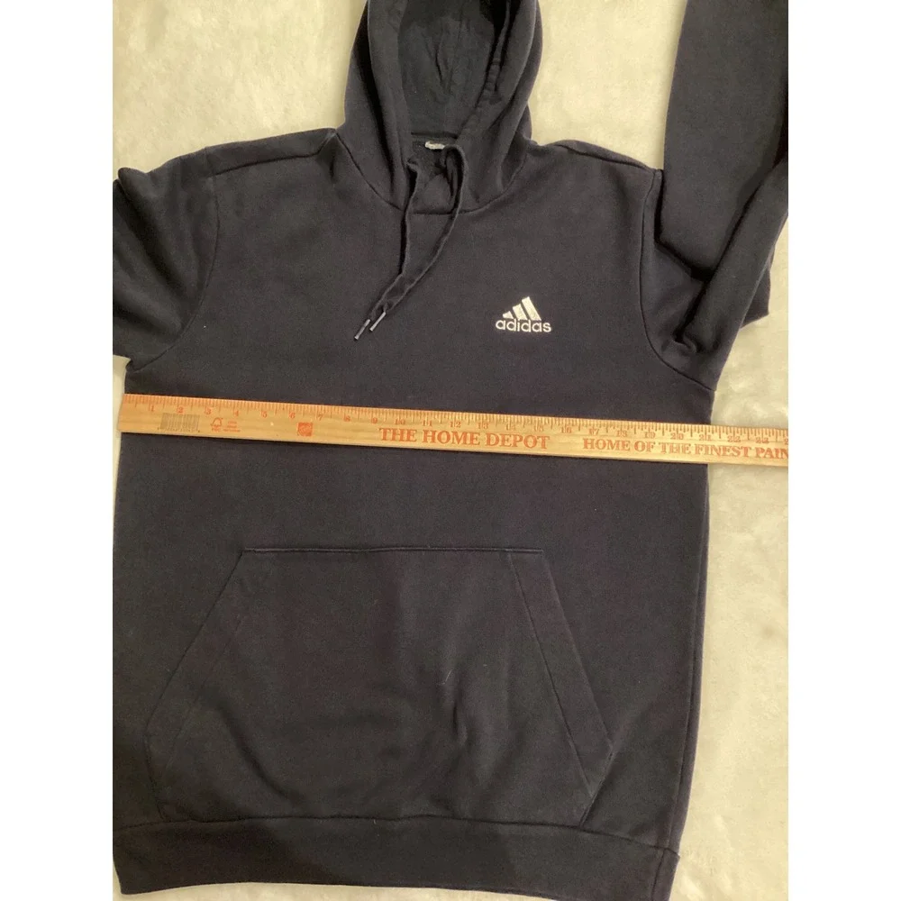 Adidas Hoodie Navy Blue Logo Pocket‎ Men Casual Athletic Size L